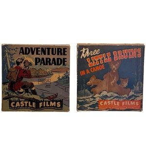 2 Vtg Castle 8mm Films #629 BRUINS GO CAMPING & #619 3 Little Bruins In A Canoe
